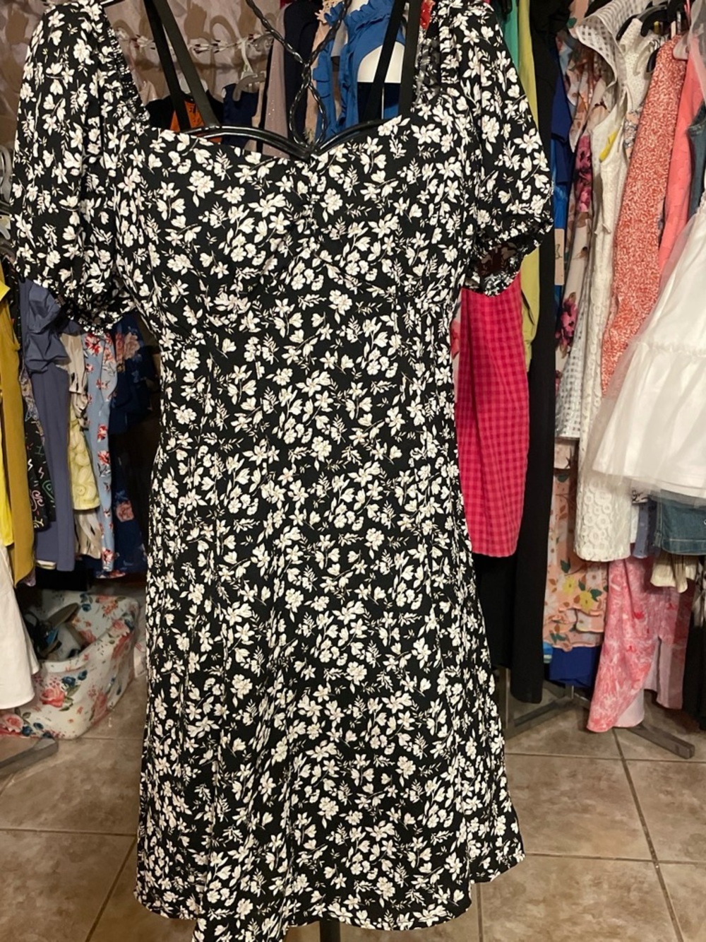 No Boundaries Black & White Floral Midi Dress